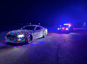 Driver Pulled Over for Turning Mustang into a Christmas Light Show